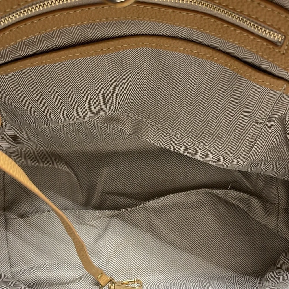 Beige Slouchy Hobo Tote Shoulder Bag Neutral Faux Leather Minimalist Purse